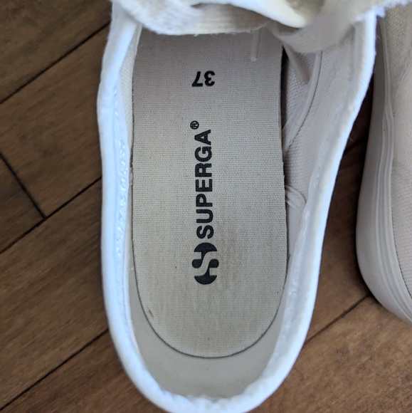 Superga 2790 White Canvas Platform Sneakers Shoes Women Size 6.5 - Picture 6 of 16